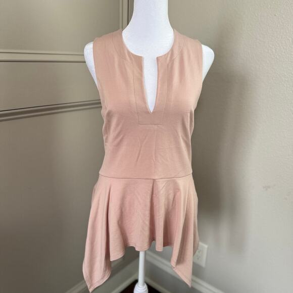 PINK BCBG MAXAZRIA SIZE S Tobin V-neck Asymmetric Peplum Top MSRP $128 - Picture 2 of 5